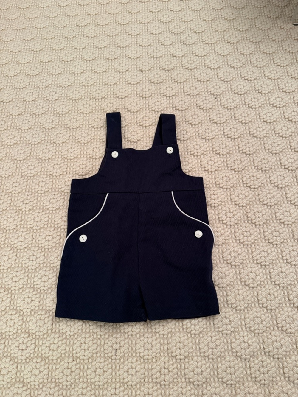 Florence Eiseman Navy Pinafore Overalls with White Piping